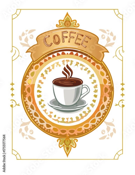 Obraz etiqueta de cafe menú