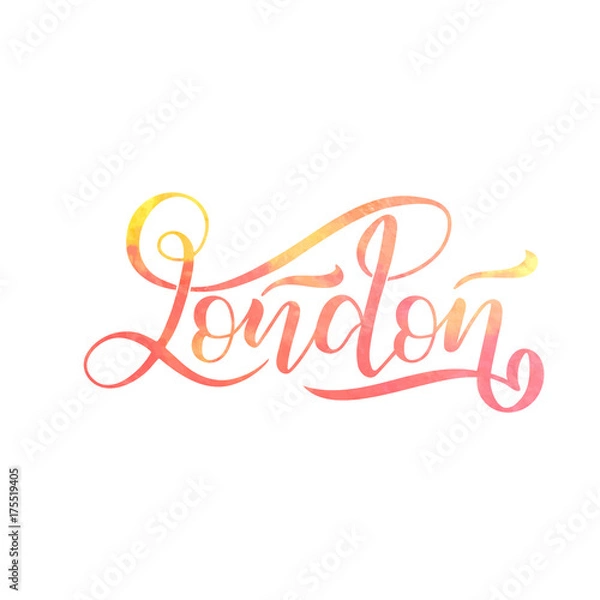 Obraz Hand written city name. Hand lettering calligraphy. London. Hand made vector Lettering.