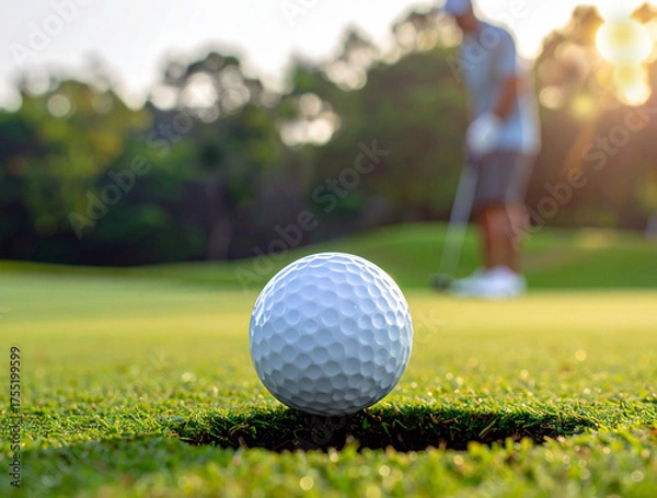 Fototapeta カップイン直前のゴルフボール