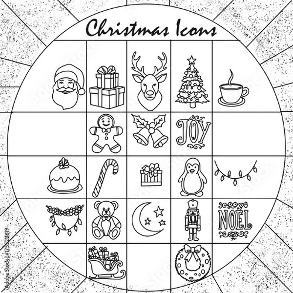 Obraz Christmas Icon Set | Flat Vector Illustration