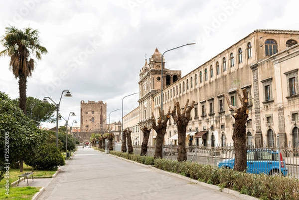 Fototapeta Architectural Sights of The Monastery of Saint Lucy (Monastero di Santa Lucia) in Adrano, Sicily, Italy.