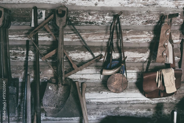 Obraz Old Time Mining Tools, Coloma Reenactment