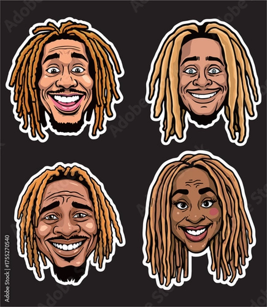Obraz A vector illustration of people with dreadlock hair 
