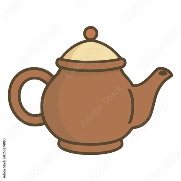 Fototapeta ceramic teapot kettle kitchen utensil drink beverage flat color vector illustration template design