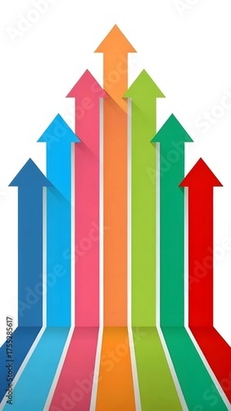 Fototapeta Colorful Upward Arrows Representing Growth Success And Progress Concept Perfect For Business Finance And Data Design