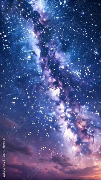 Fototapeta Stunning Milky Way Galaxy With Bright Stars And Cosmic Clouds In Night Sky Beautiful Space Astronomy Background