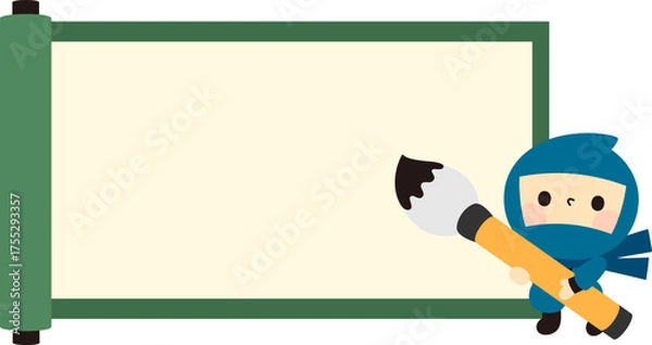 Obraz 巻物と筆を持った忍者