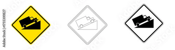 Obraz Steep uphill grade traffic sign in vector format