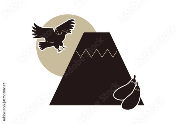 Fototapeta 一富士二鷹三茄子のイラスト素材