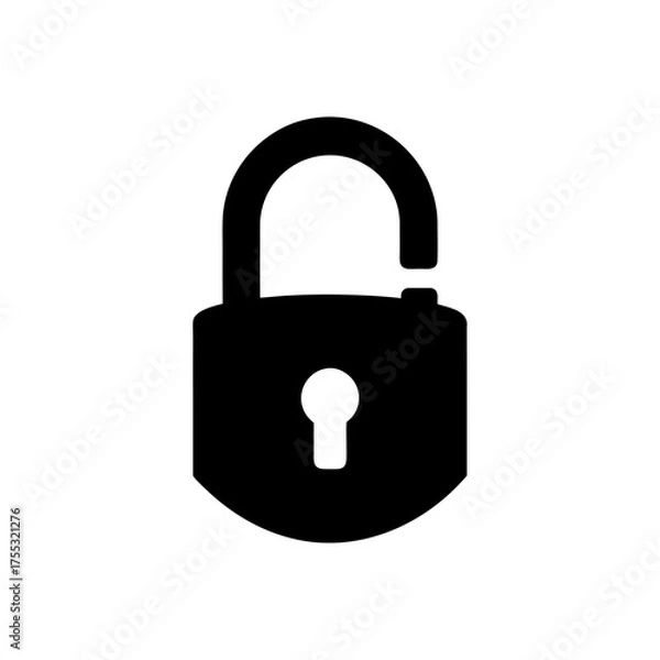 Fototapeta Illustration of a padlock on transparent background silhouette