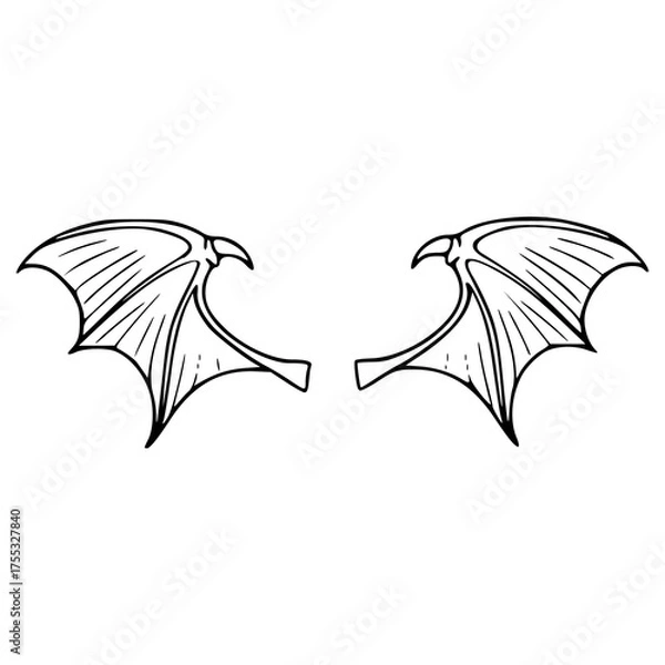 Obraz simple doodle of flying monster or creature wings