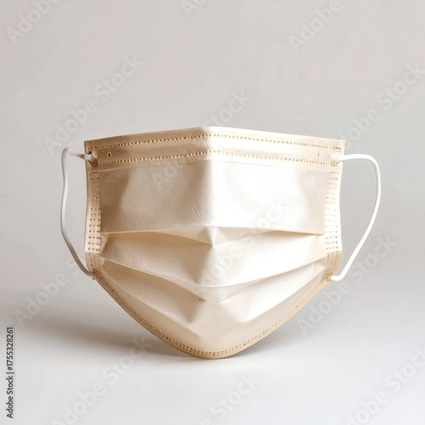 Obraz A striking white mask adorned with metallic studs on the front, featuring a sleek design that adds an edgy touch, perfect for costume parties or theatrical performances.