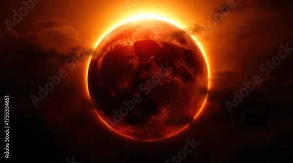 Fototapeta Fiery celestial body illuminated by intense light