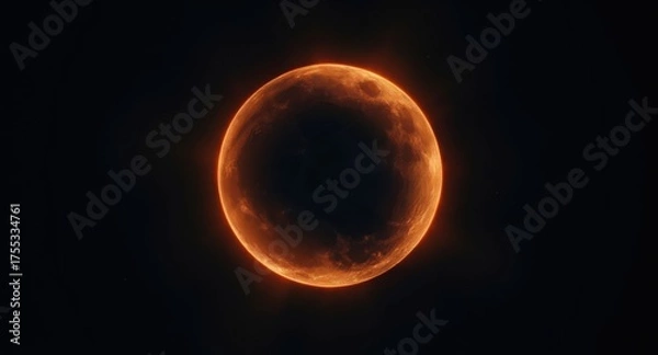 Fototapeta Glowing orange portal or orb against a dark background