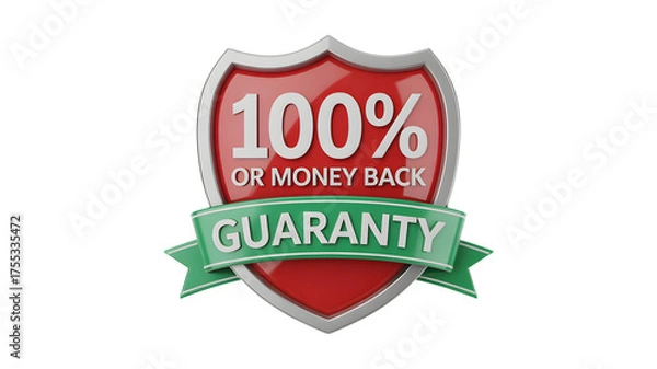 Fototapeta Trustworthy shield assuring money back with 100% guarantee for customers