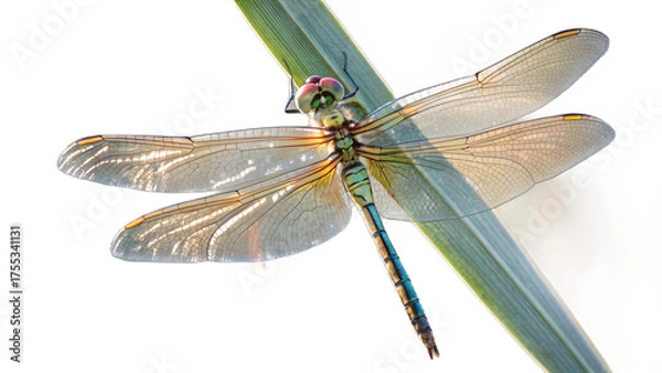 Obraz Detailed Dragonfly Artwork on Clear Background Perfect for Digital Projects