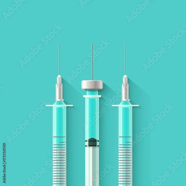 Fototapeta Minimalistic representation of medical injections for healthcare concepts and vaccination
