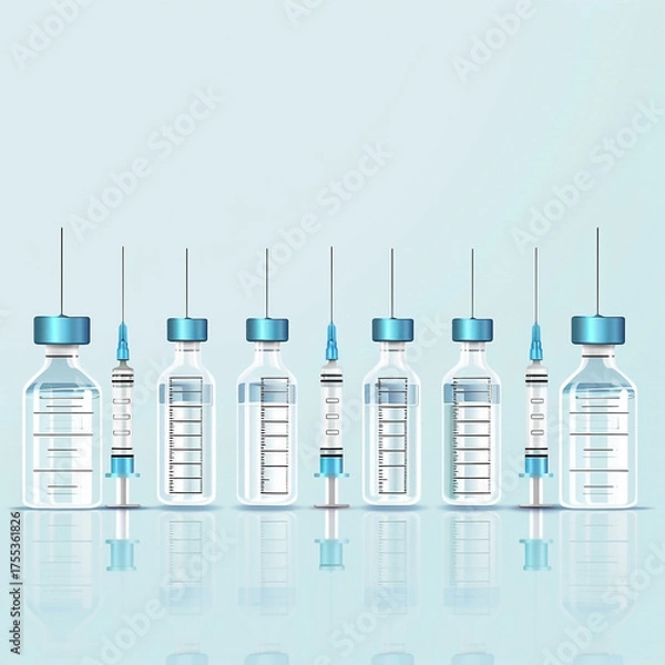 Fototapeta Essential Vaccines: A Vital Row of Protective Medical Solutions Against Global Disease