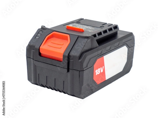 Fototapeta 18V Lithium-Ion battery pack with LED display for easy power monitoring. Replacement battery for electric garden or building tools