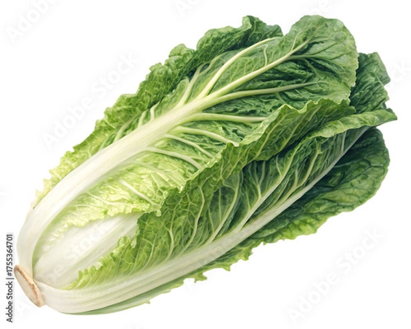 Obraz Detailed Romaine Lettuce Head on Transparent Background Ideal for Food Packaging and Cooking Graphics