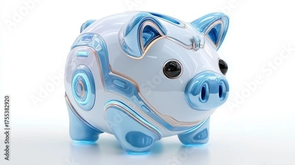 Fototapeta Futuristic 3D Piggy Bank Symbolizing Digital Savings and Fintech Innovation
