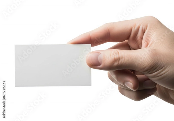 Obraz Hand holding blank white card isolated on a transparent background