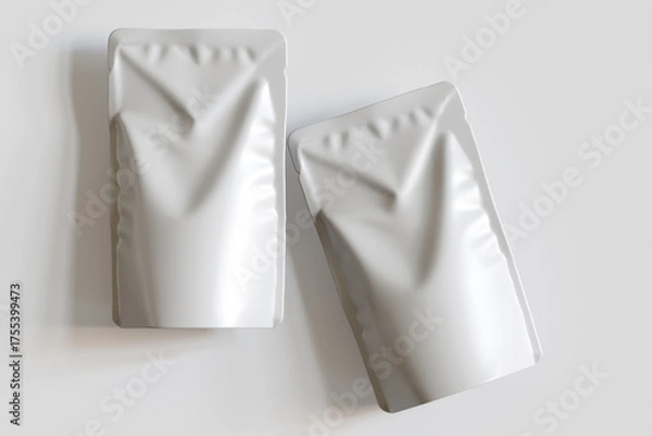 Fototapeta Realistic pouch packaging for mockup collection white color