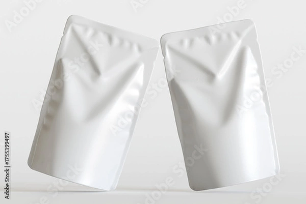 Fototapeta Realistic pouch packaging for mockup collection white color