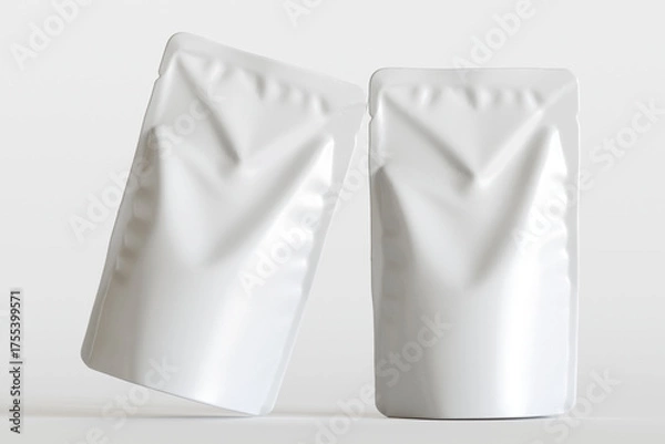 Fototapeta Realistic pouch packaging for mockup collection white color