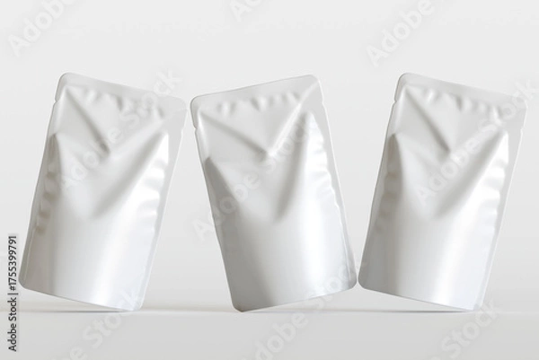 Fototapeta Realistic pouch packaging for mockup collection white color