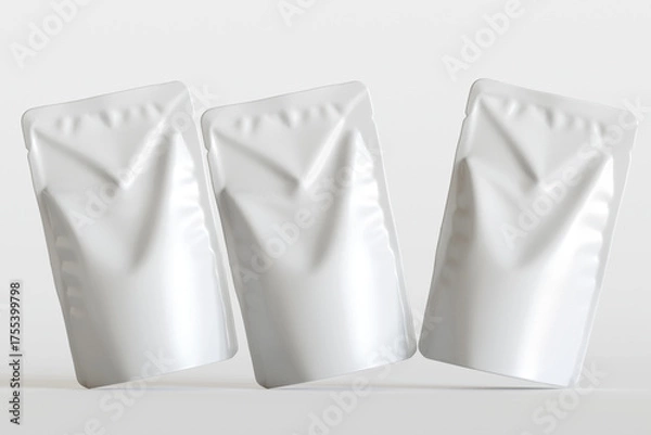 Fototapeta Realistic pouch packaging for mockup collection white color