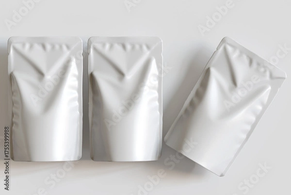 Fototapeta Realistic pouch packaging for mockup collection white color