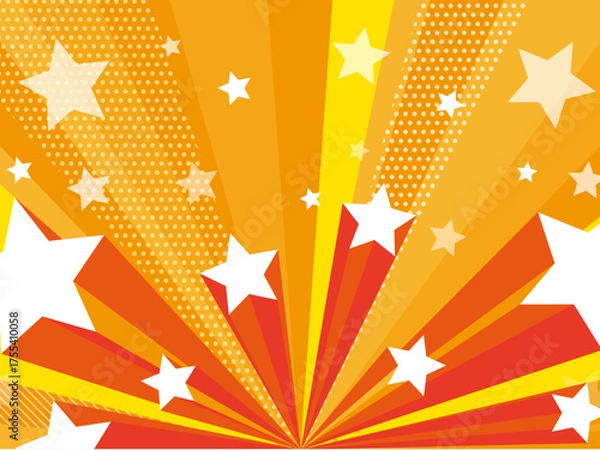 Fototapeta ポップな飛び出すスターの背景素材