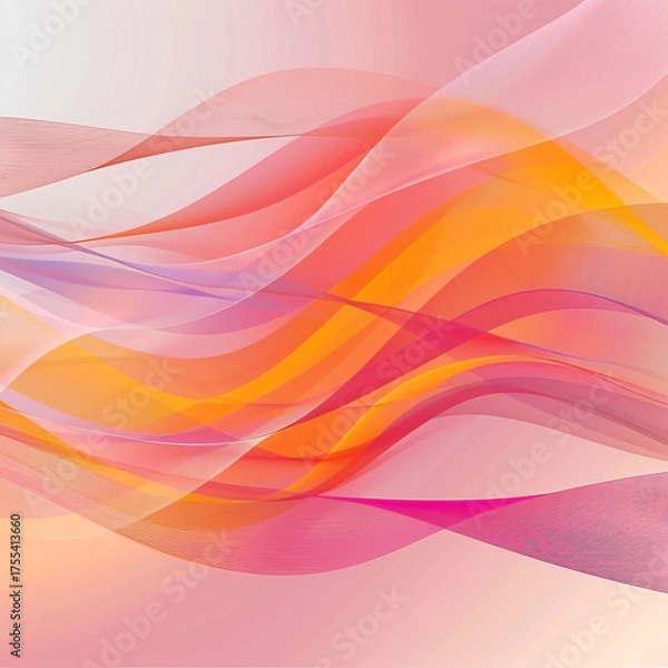 Fototapeta Soft pastel ribbons flow in a graceful dance of color on a light background