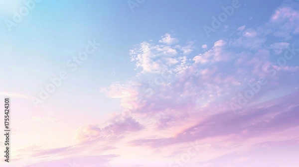 Fototapeta Pastel Skies: A Tranquil Vista of Soft Clouds and Gradient Hues at Sunset