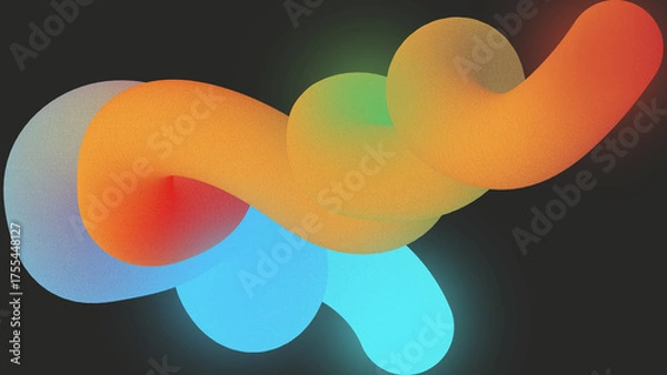 Fototapeta Abstract grainy background with glowing colorful twisted lines and retro film effect background design with noise texture.