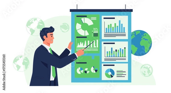 Obraz Presentation On Global Data Analysis with Charts, Graphs, and Environmental Representation