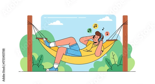 Obraz Relaxing And Immersing In Music While Enjoying The Peaceful Serenity Of Nature