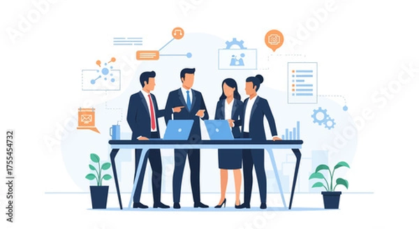 Obraz Teamwork And Strategic Planning: Professional Collaboration For Business Growth And Success