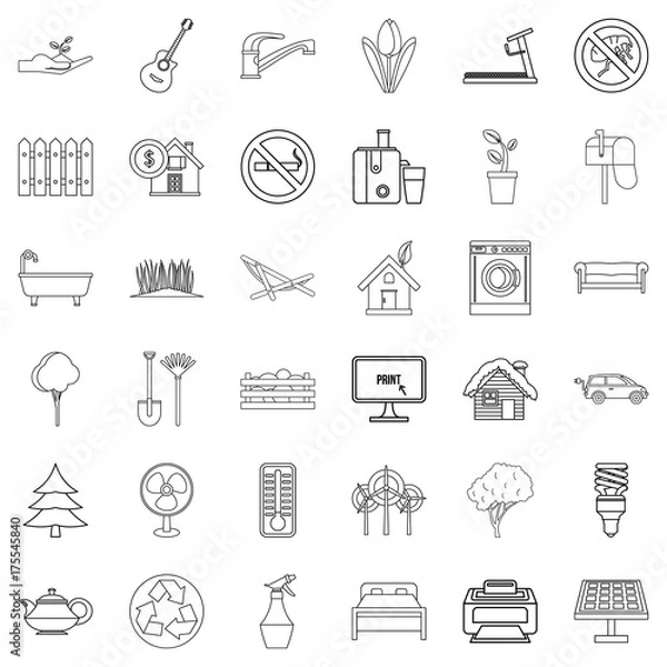 Fototapeta Thermometer icons set, outline style