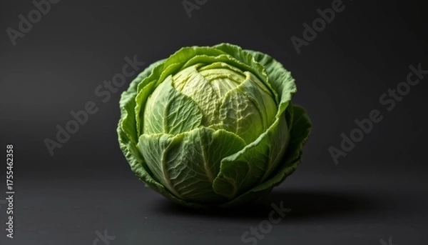 Obraz Fresh Green Cabbage on Dark Background