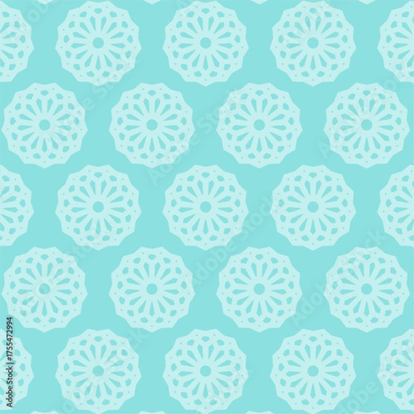 Obraz 水色と白の幾何学模様パターン背景・和風、アジアンテイスト