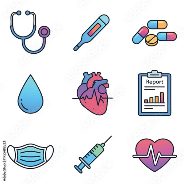 Obraz Healthcare and Wellness Elements Set