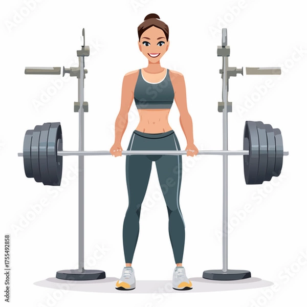 Obraz Female athlete lifting barbell at gym for fitness training and exercise