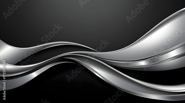 Fototapeta Silver Flow Lines on Black — Elegant Ultra-HD Luxury Background