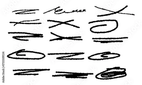 Fototapeta Hand Drawn Marker Stroke Elements Set