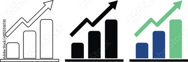 Obraz Business growth chart bar graph financial increase rising