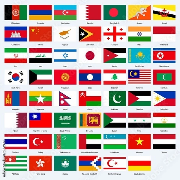 Obraz All flags of the countries of the Asia.