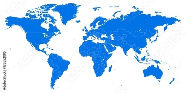 Fototapeta Detailed world map with countries borders