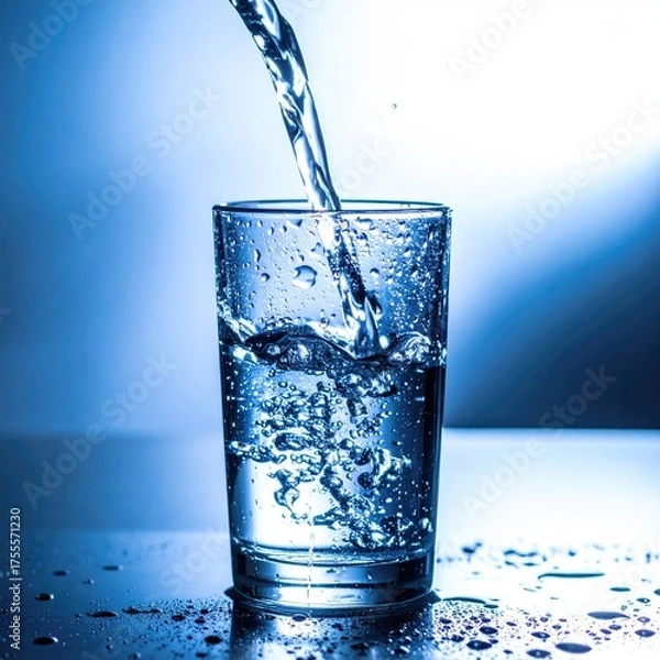 Fototapeta Water being poured into a glass
